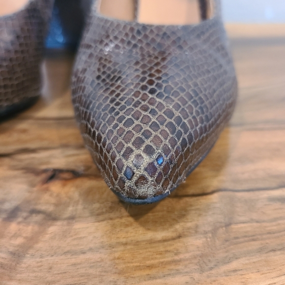 Shoe the Bear Snakeskin Ankle Strap Heels - Picture 3 of 13